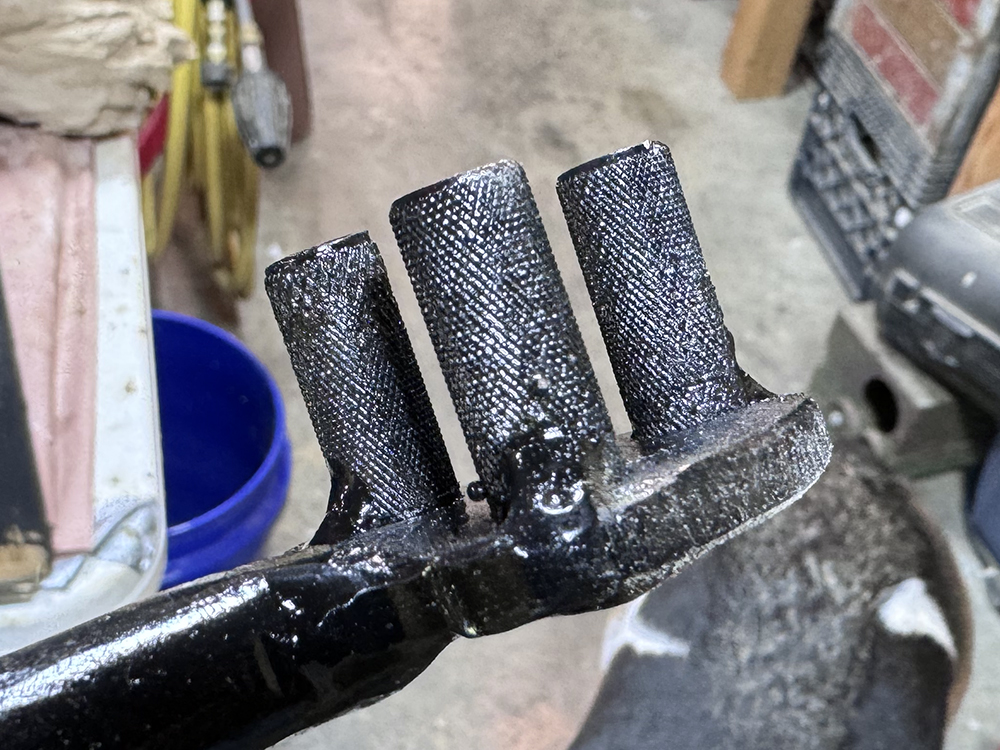 custom Rebar Bender photographed in Richard's workshop