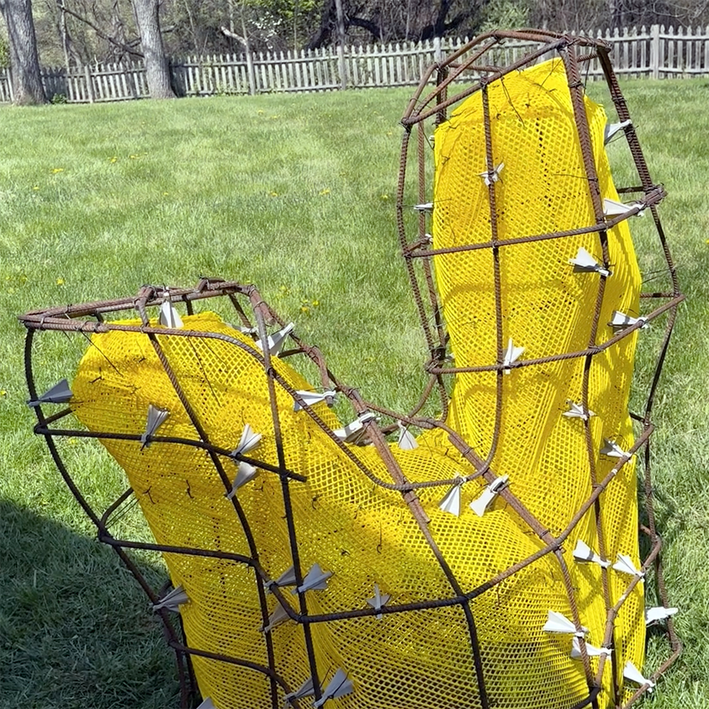 yellow backing and rebar structure